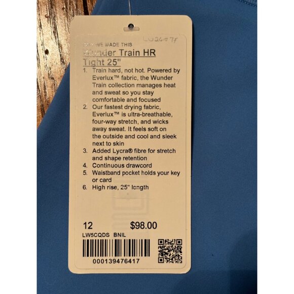 Lululemon Wunder Train High-Rise Tight 25" SIZE 12 NWT Blue Nile - Picture 6 of 7